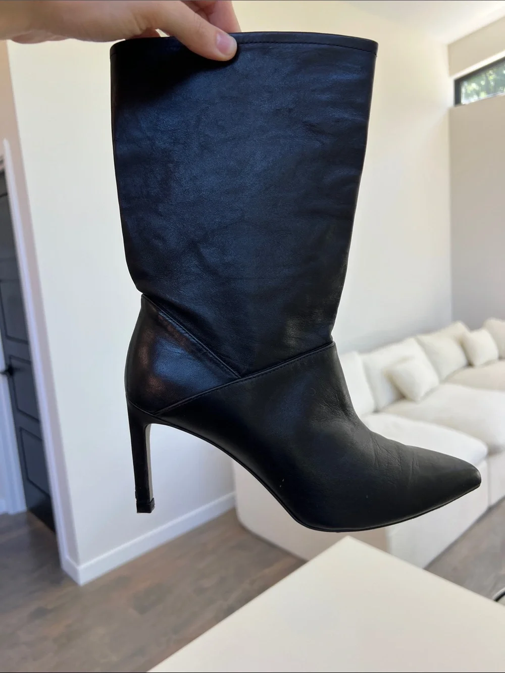 ALL SAINTS orlana black leather pointed toe ankle boots booties 8
